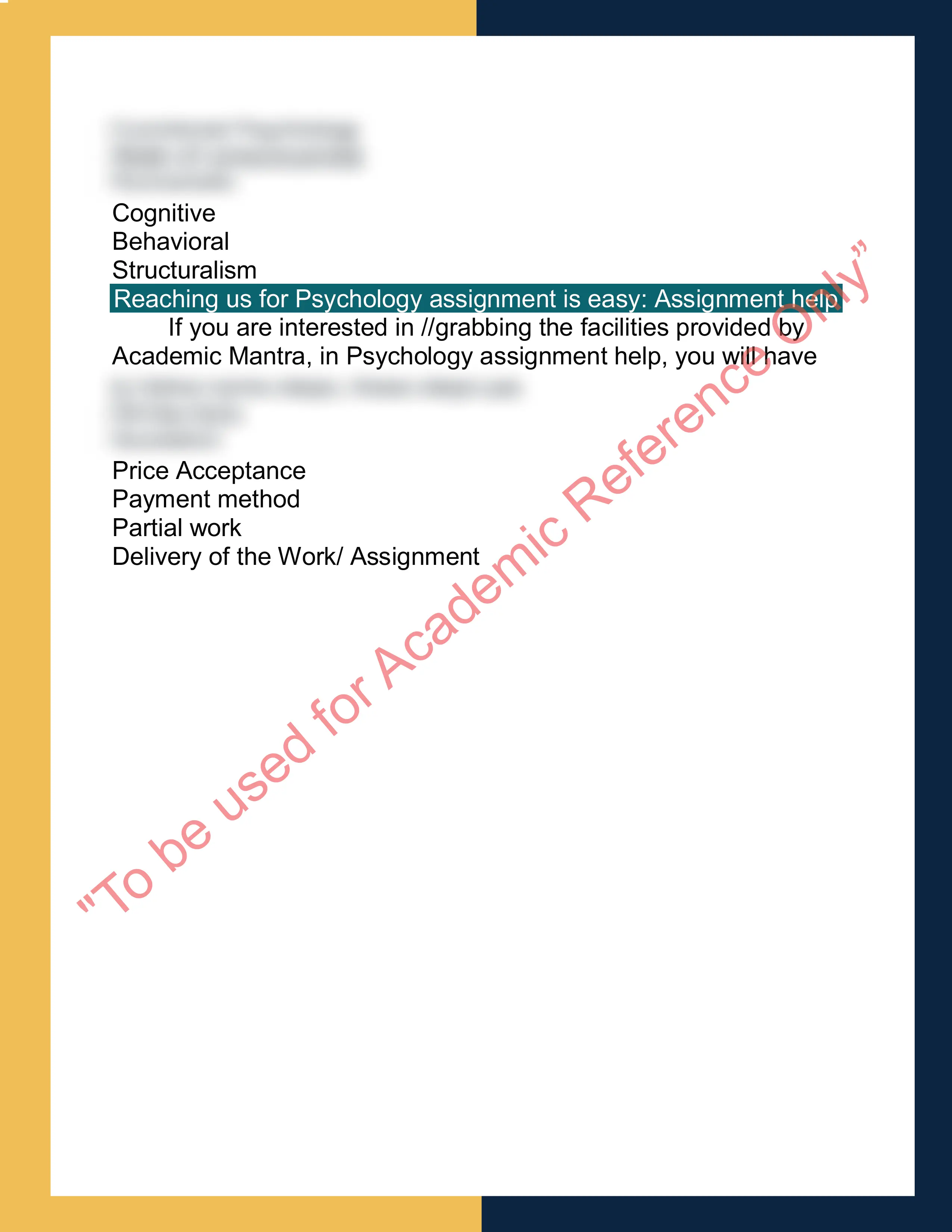 Psychology assignment help Sample 1